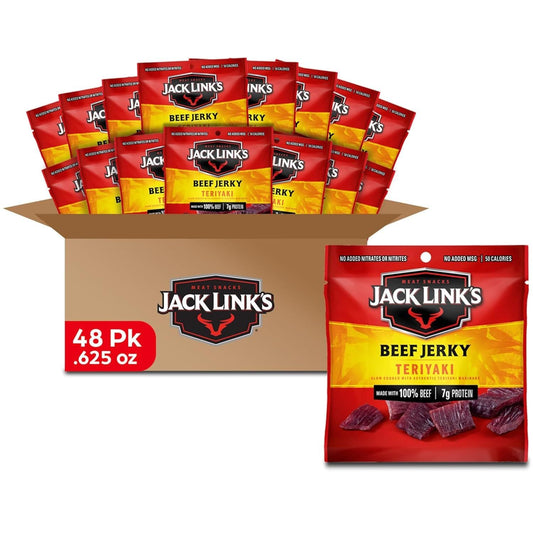 Protein-Packed Teriyaki Beef Jerky - 48 Single-Serve Snacks!
