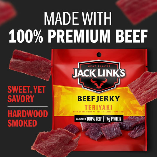 Protein-Packed Teriyaki Beef Jerky - 48 Single-Serve Snacks!